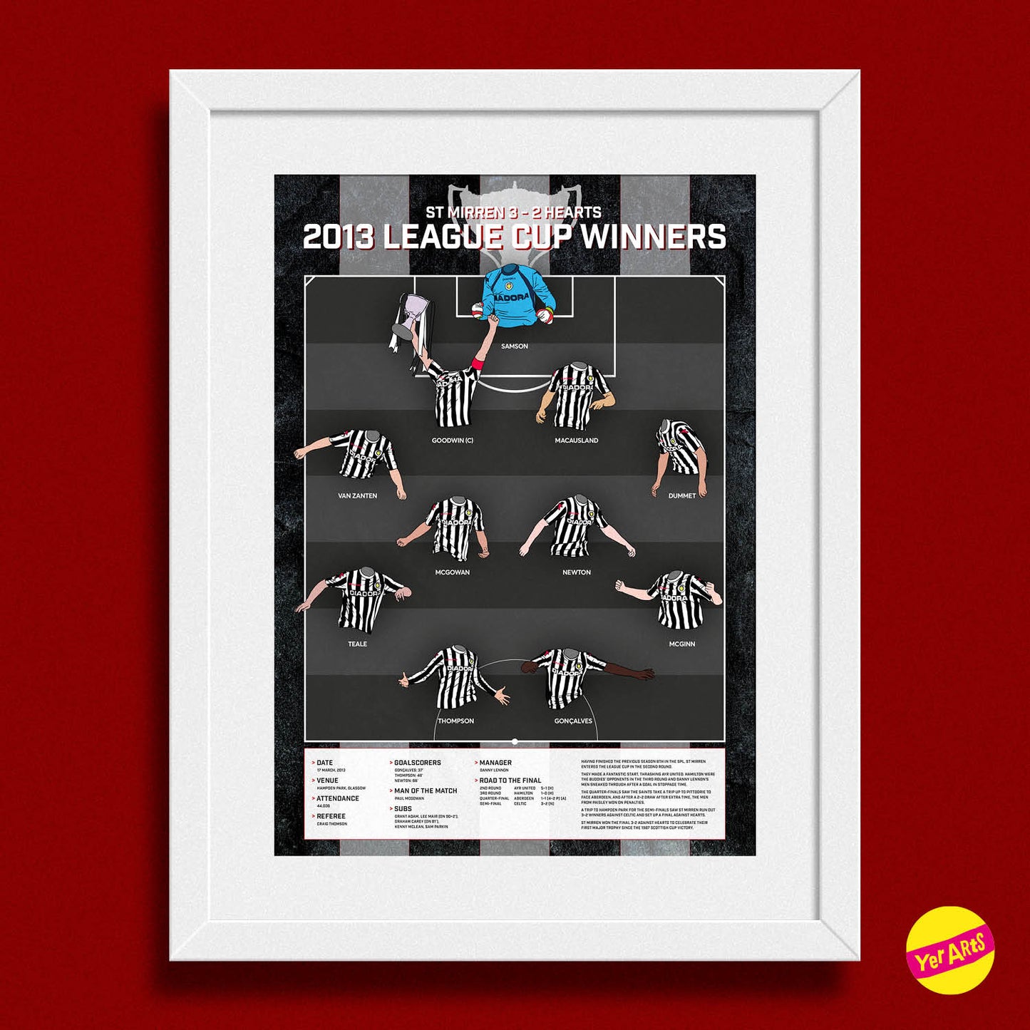 St Mirren League Cup Champions 2013 print